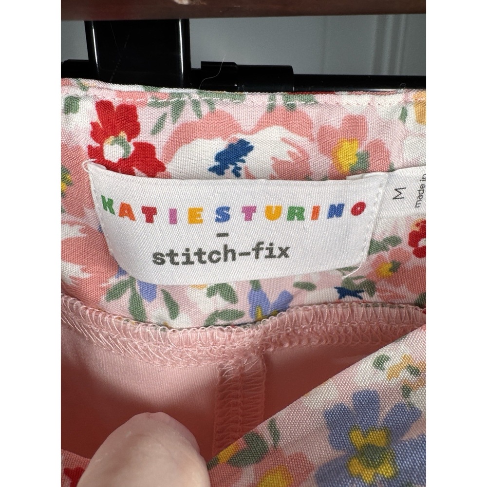 Katie Sturino Stitch Fix Medium Skort Pink Floral Elastic Waist Summer - Picture 5 of 5